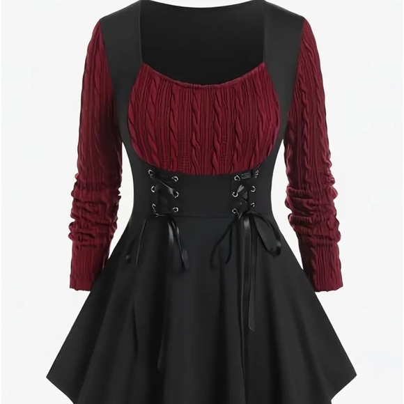 Color Block Drawstring Dress - Picture 1 of 10